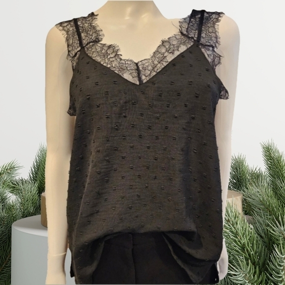 Source Unknown Swiss Dot Lace Edged Cami Size M - Picture 2 of 8
